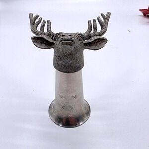 Jagermeister Stag Head Shot Glass Pewter Style Deer Antler Barware Silver